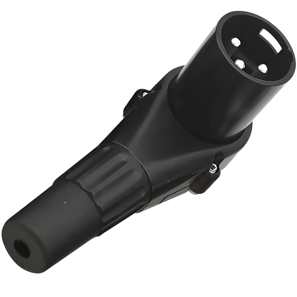 Conector Plug Cachimbo XLR Canon Em L 90 Graus Macho Preto