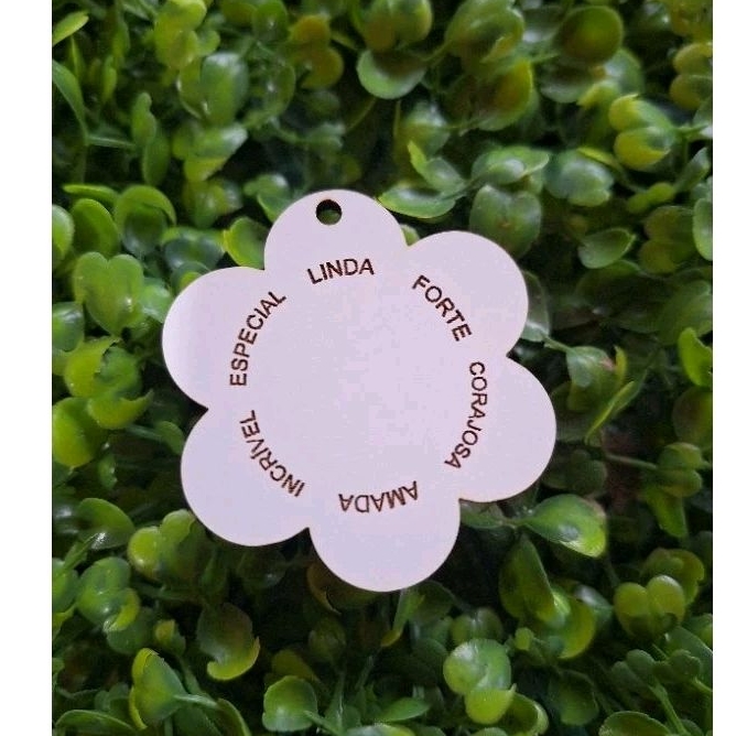 Kit 25 Apliques flor com palavras 7cm, mdf branco