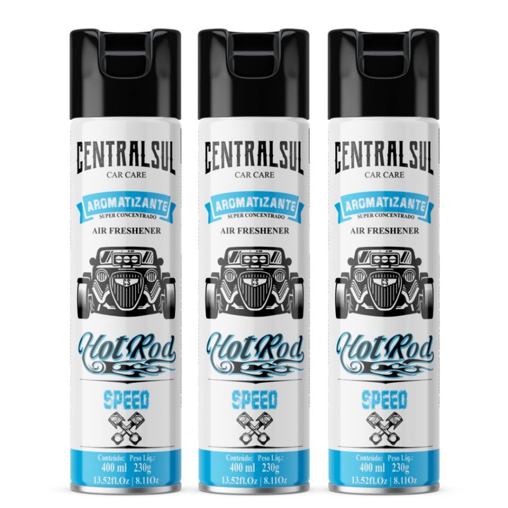 3 Aromatizante Automotivo Hot Rod Speed Centralsul 400ml em Oferta na Shopee