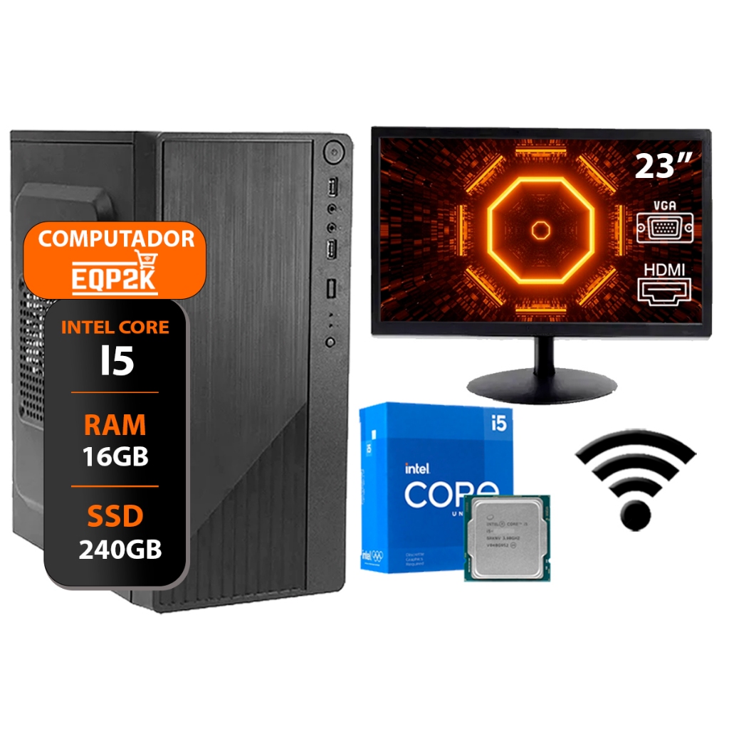 Computador Intel I5 Ssd 240gb 16gb Memória Ram Monitor 23