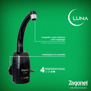 Torneira Elétrica Parede 4 Temperaturas 5500W Black 220V Luna Zagonel Multitemperatura 4T em Oferta na Shopee