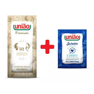Açucar Uniao Sache C/ 100 + Adoçante Sucralose Sache C/ 100 em Oferta na Shopee