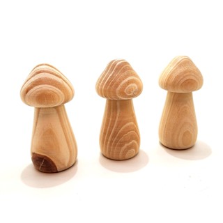 Trio Cogumelo Torneado Madeira Pinus Ref. 4 Decoração Casa