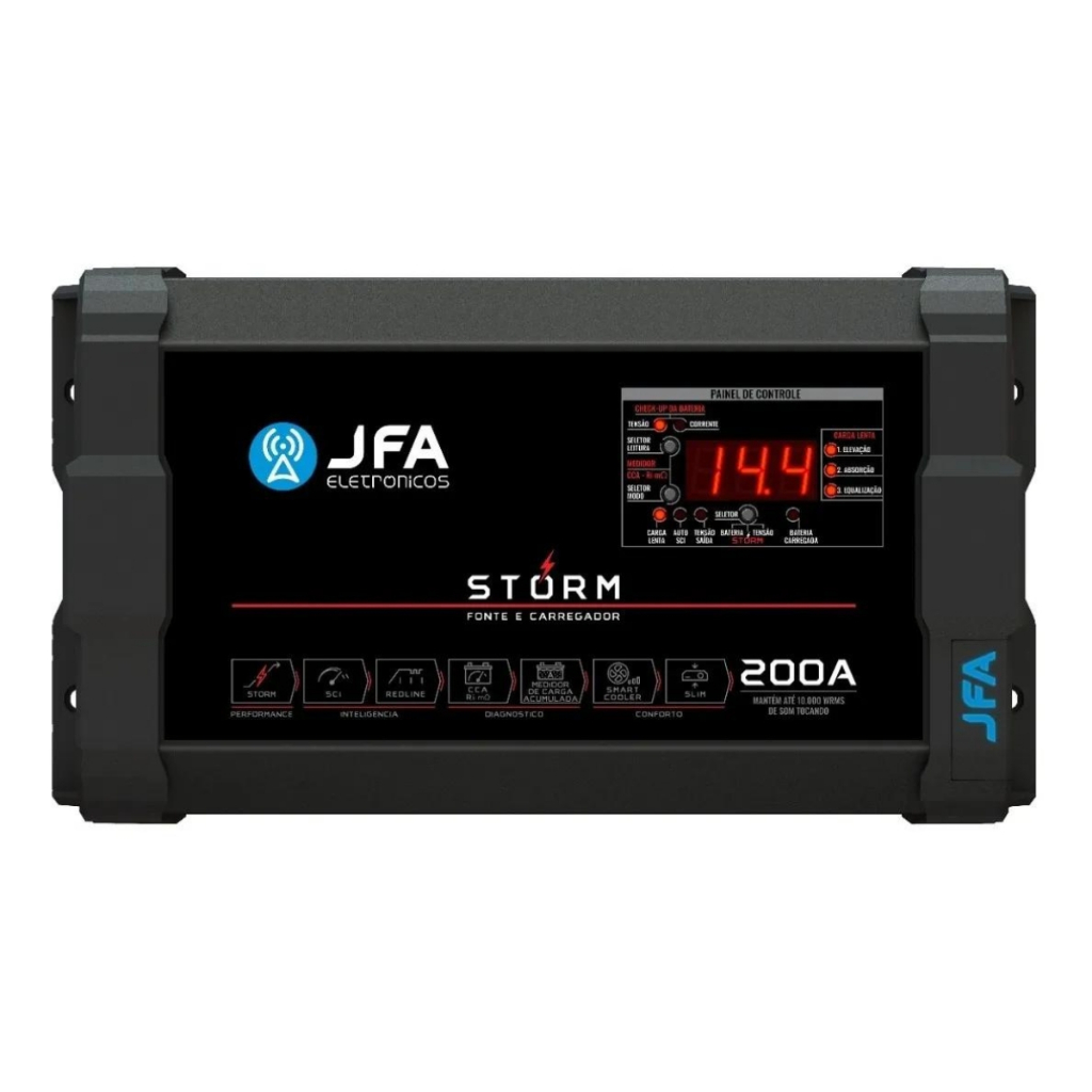 Fonte Automotiva Jfa 200a Storm Voltímetro Digital Mono 220v