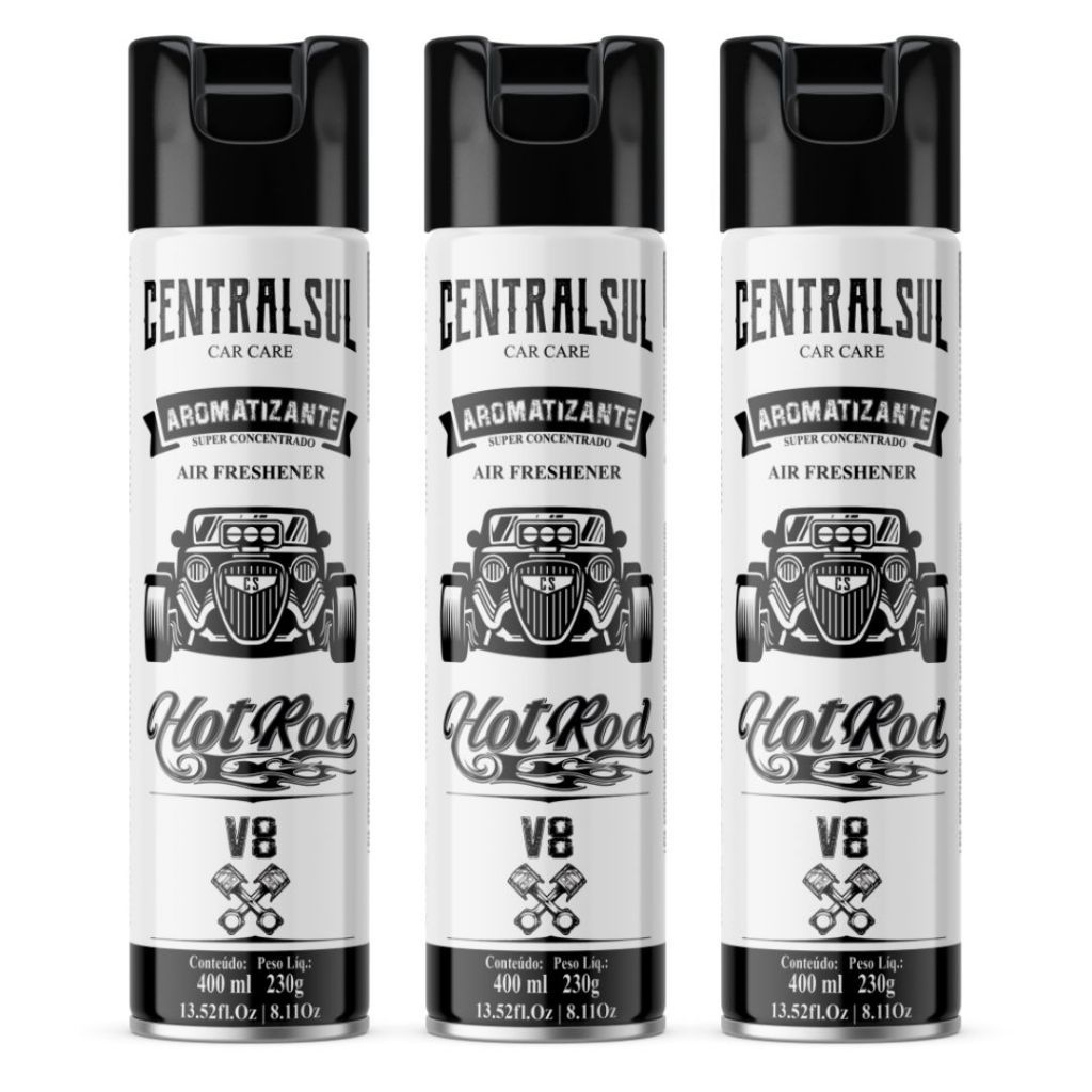 3 Aromatizante Automotivo Hot Rod V8 Centralsul 400ml em Oferta na Shopee