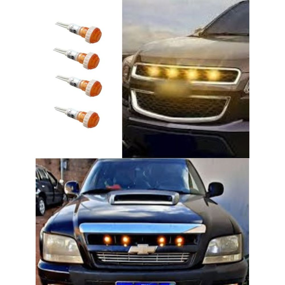 Kit Com 4 Mini Luz Led De Grade Para Camionetes Saveiro S10 Ranger Montana Silverado Suv Pingo F250