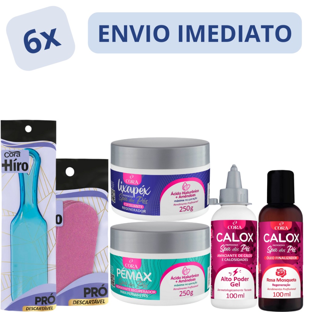 KIT OFICIAL SPA DOS PÉS CORA 6 PRODUTOS ADEUS PÉS RACHADOS