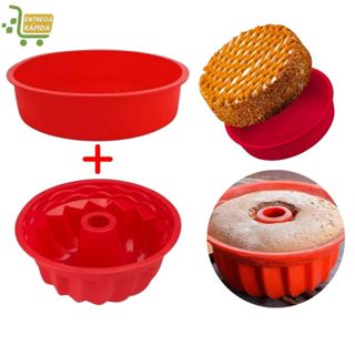 Kit 2 Formas de Silicone para Bolo Redonda e Vazada Furo no Meio Tortas Pudim em Oferta na Shopee