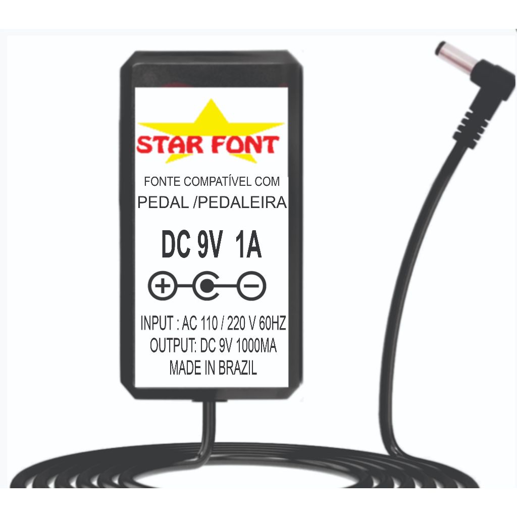 Fonte DC 9V Para Pedal Pedaleira Artec