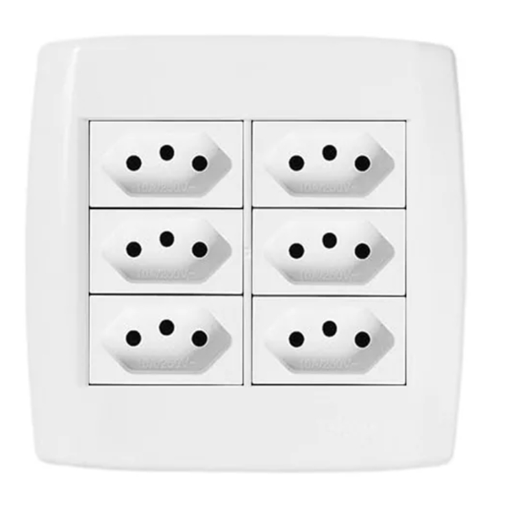Tomada 4x4 com 6 Tomadas Modular Pluzie Pluzi Branca em Oferta na Shopee