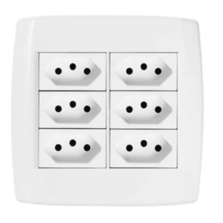Tomada 4x4 com 6 Tomadas Modular Pluzie Pluzi Branca em Oferta na Shopee