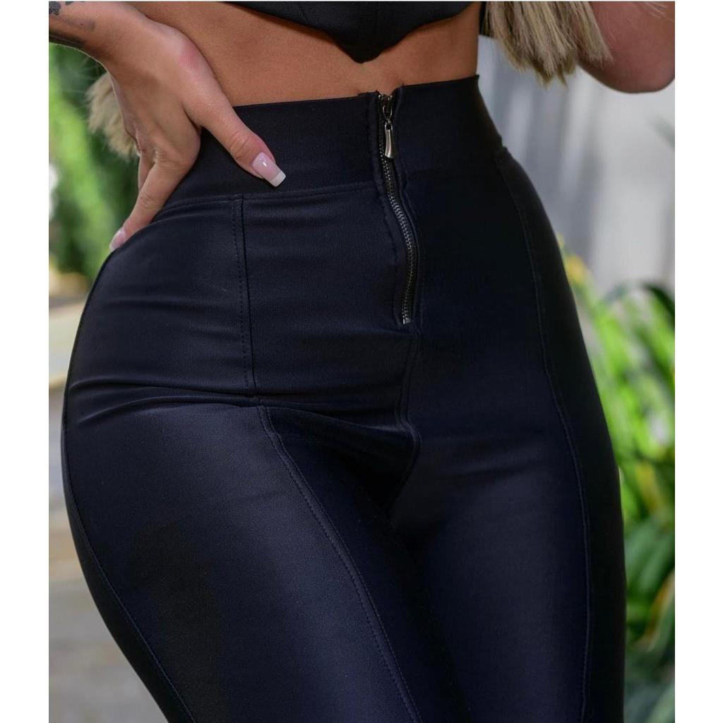 Calça Legging Montaria Levanta Bumbum Com Ziper frontal Cintura Alta em Oferta na Shopee