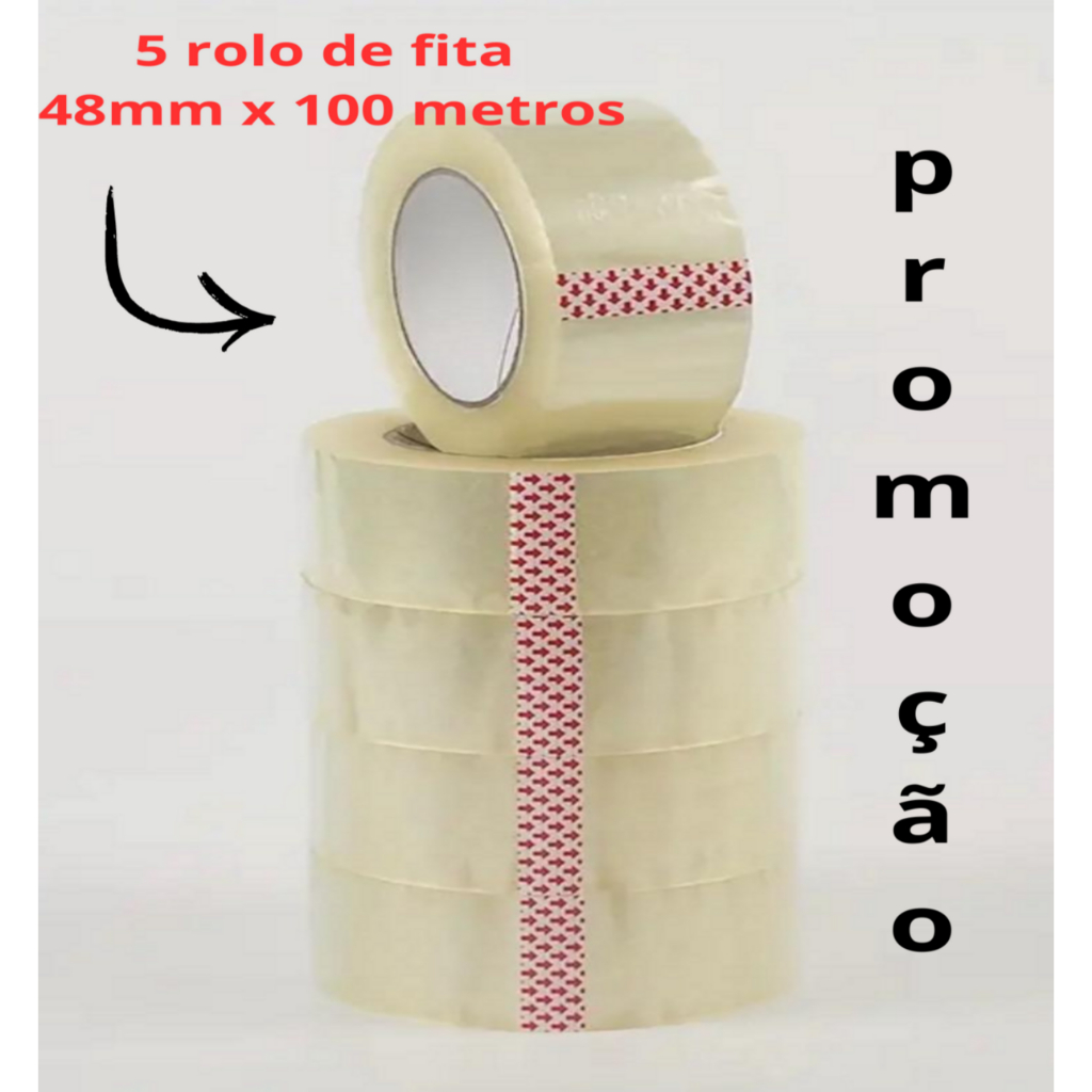 5 rolo fita adesiva transparente 100 metro em Oferta na Shopee