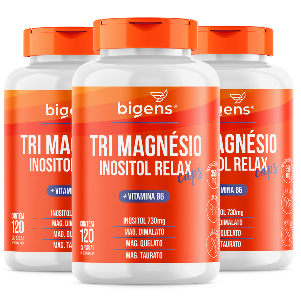 BIGENS KIT 3X TRI MAGNÉSIO INOSITOL 120 CÁPSULAS em Oferta na Shopee