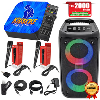 Karaokê Party Box Azul Completo + 2 Microfones + Caixa de Som +De 2000 Musicas Profissional Original em Oferta na Shopee