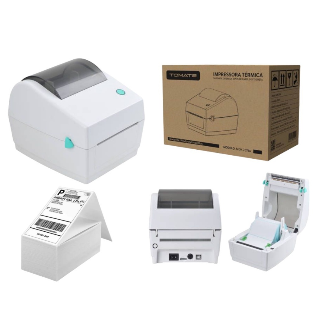 Impressora Térmica Direta Sem Ribbon + 1.000 Etiquetas 10x15cm em Oferta na Shopee