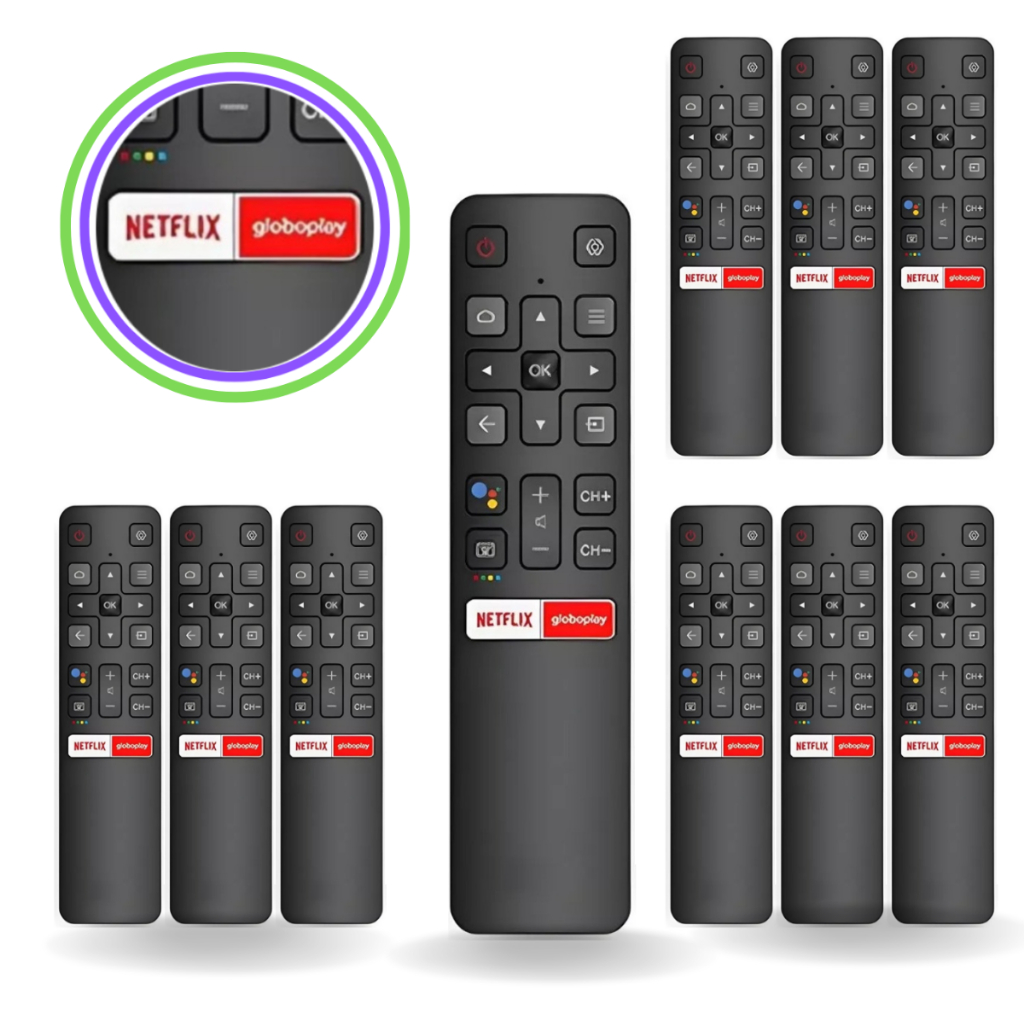 Kit com 10 Controle Remoto Compatível com TCL SEMP Smart TV LCD LED 4K Android