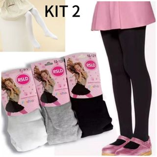 Kit com 2 Meia calça infantil Frio Inverno Para Bebê Menina cor Branca/Preto em Oferta na Shopee