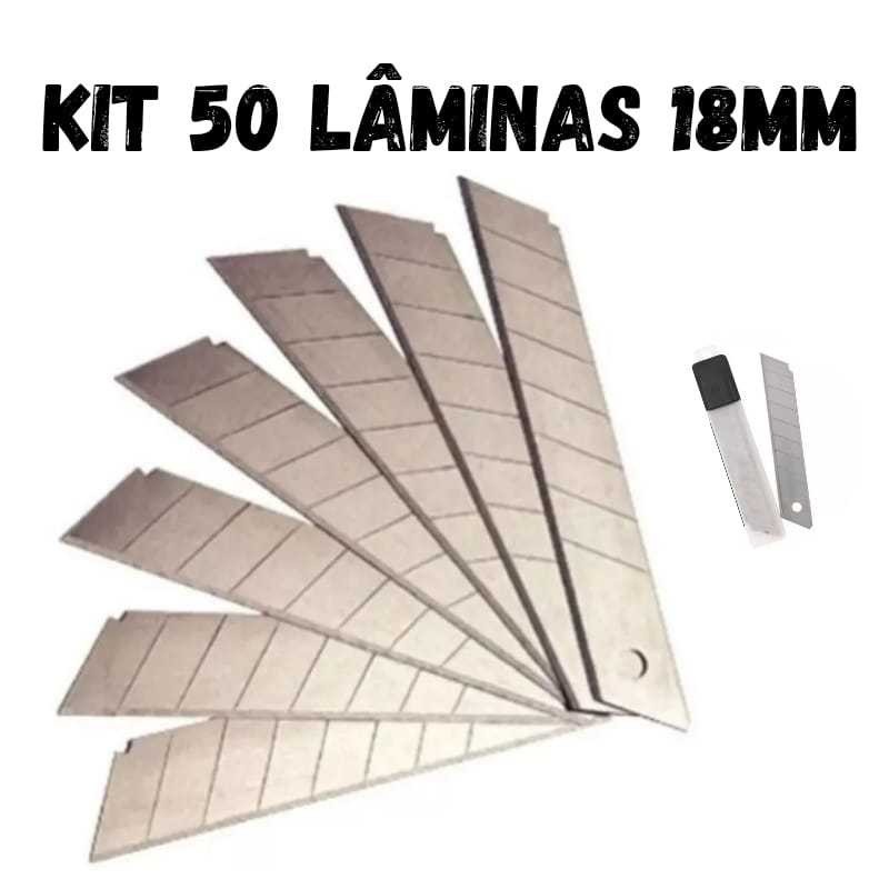 Kit 50 Lâminas Para Estilete 18mm Kit 50 Unidades De Lâminas Masterprint