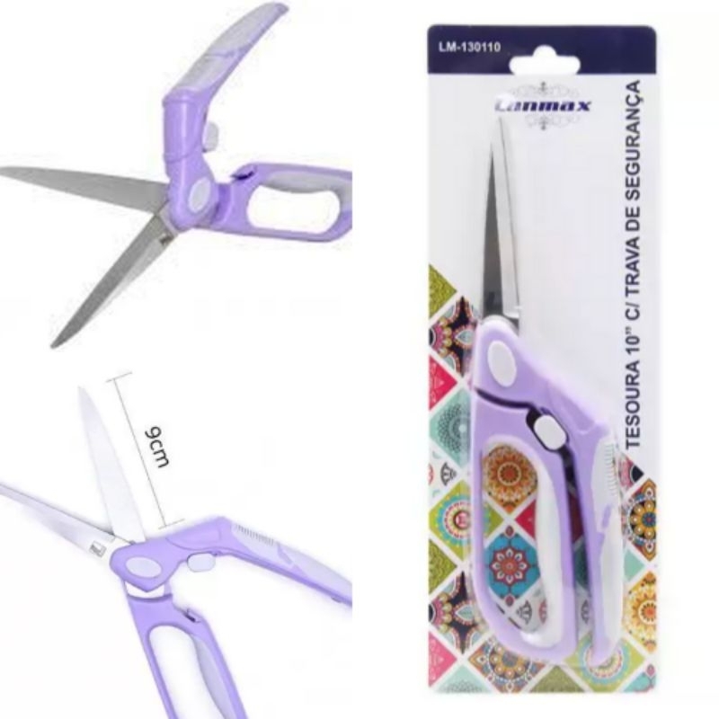 Tesoura Lanmax Cabo Soft Reta De Uso Geral Macia Com Trava De Segurança LM-130110 em Oferta na Shopee