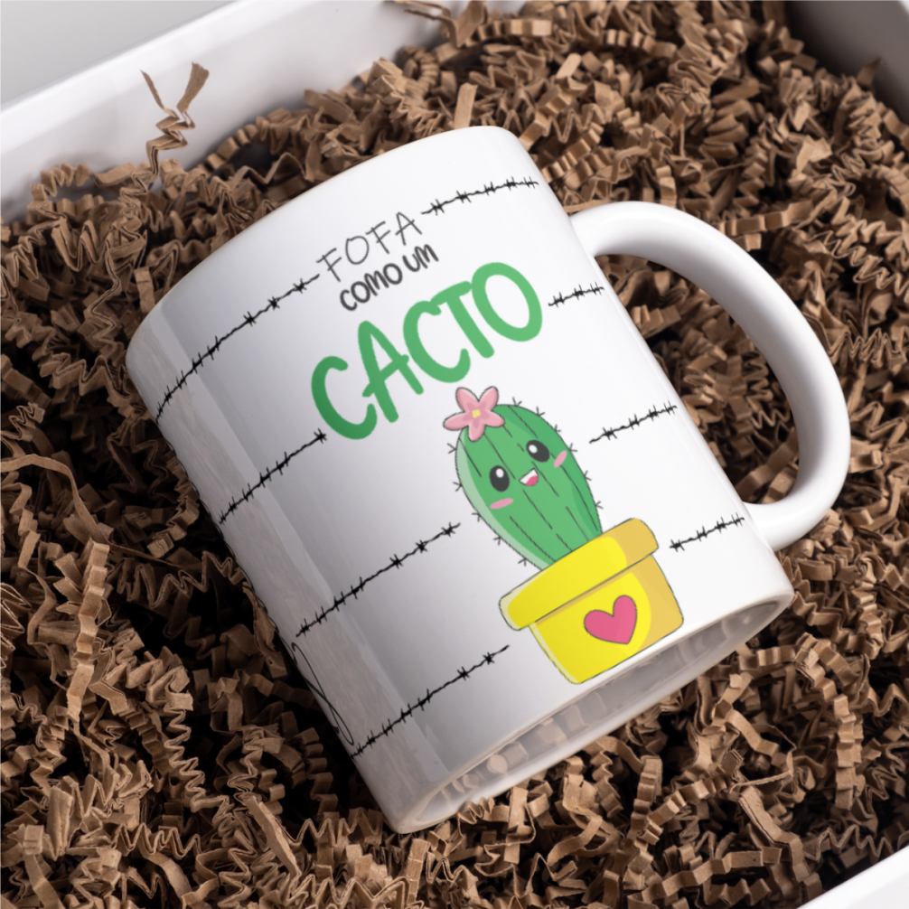 Caneca Porcelana Fofa Como Um Cacto Presente Amiga Irmã Dia das Mães