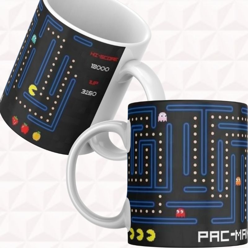 Caneca Personalizada Cerâmica ou de Plastico/Polímero Estampada Pac Man Come Come Presente Lembrança Promoção Xícara
