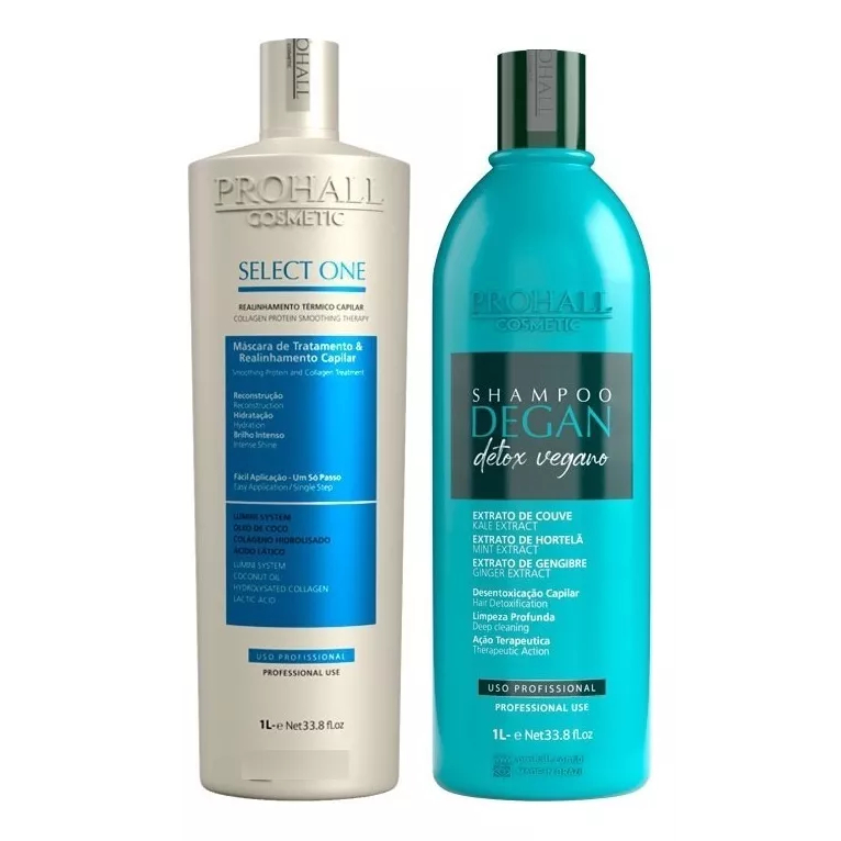 Progressiva Orgânica Select One 1l e Shampoo Detox Vegano 1l