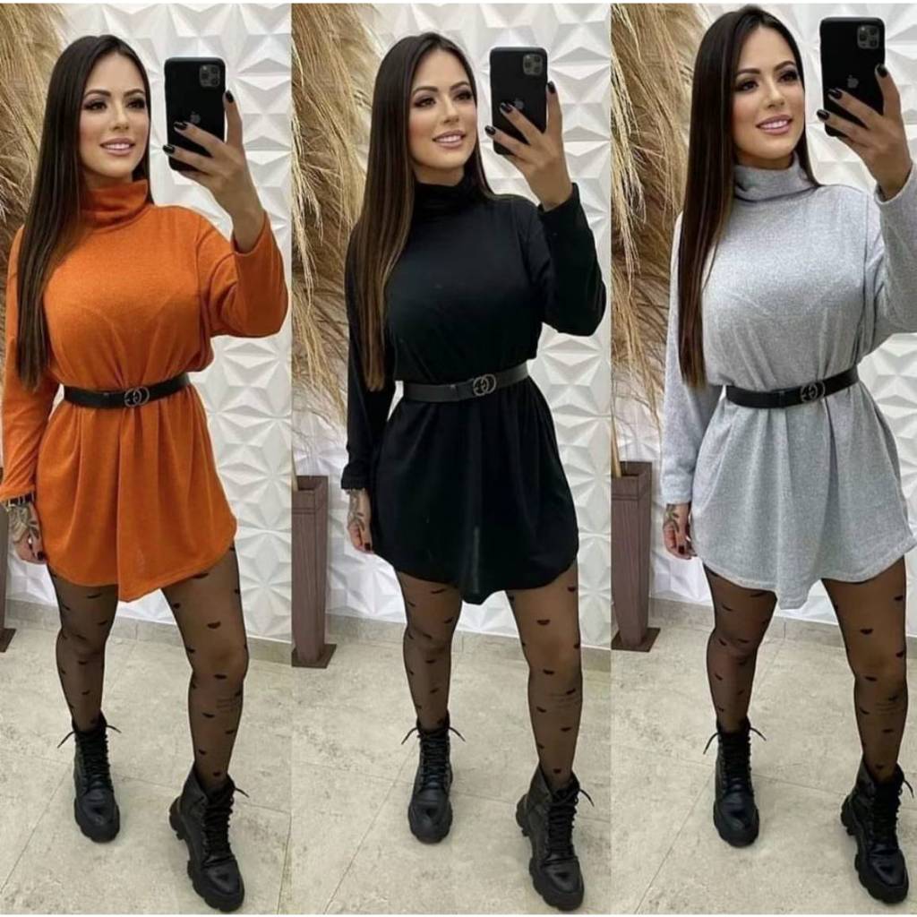 Blusa Feminina Suéter Poncho Modal Gola alta inverno