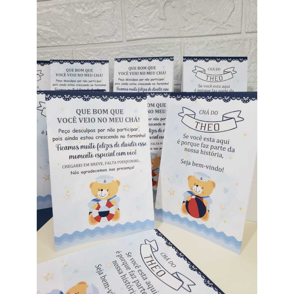 PERSONALIZAÇÃO EXCLUSIVA - Kit Centro de mesa agradecimento personalizado chá de bebê chá fraldas chá revelação