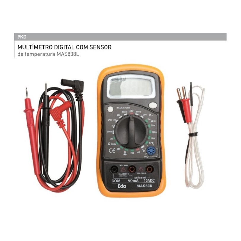 MULTIMETRO DIGITAL COM SENSOR DE TEMPERATURA - EDA 9KD