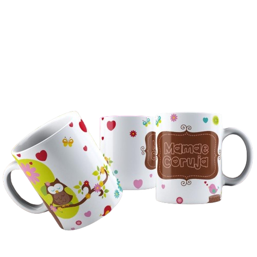 Caneca Cerâmica/Porcelana    325ml - Mãe - Mães Dia das Mães Feliz dia das mães presente lembrança lembrancinha mãe coruja corujinha