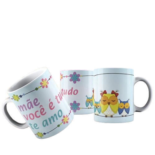 Caneca Cerâmica/Porcelana    325ml - Mãe - Mães Dia das Mães Feliz dia das mães presente lembrança lembrancinha mãe coruja corujinha mãe você é tudo