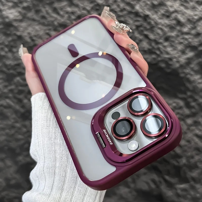 Capa Magnética Do Celular Para iPhone 15 14 13 12 11 16 Pro Max Proteção Case+Camera Lente+Suporte De Magsafe Caso