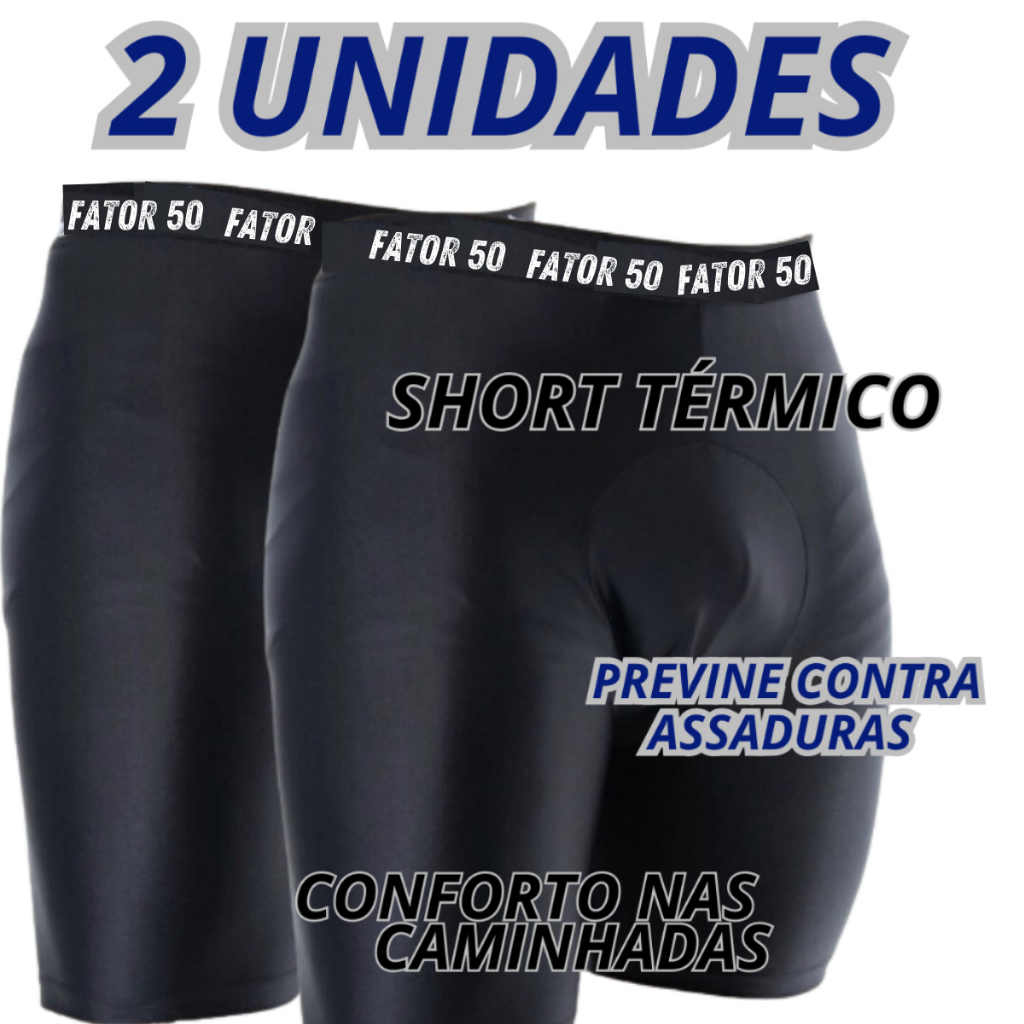 Bermuda Térmica Masculina 1 ou 2 UNIDADES  Cilcista Segunda Pele Compressão Para Prática De Esportes Em Geral