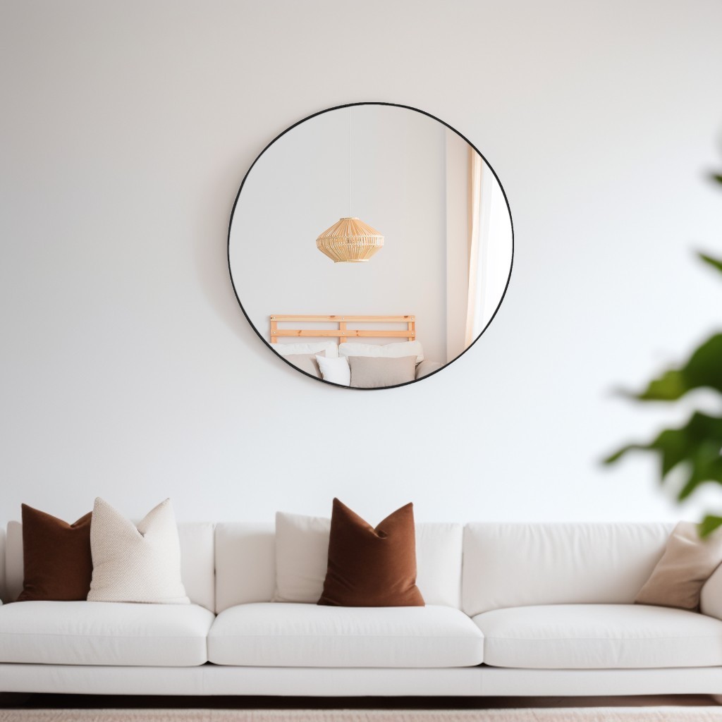 Espelho Redondo 40cm Couro Suporte Sem Alça  Para Banheiro Quarto Sala Decorativo Parede em Oferta na Shopee
