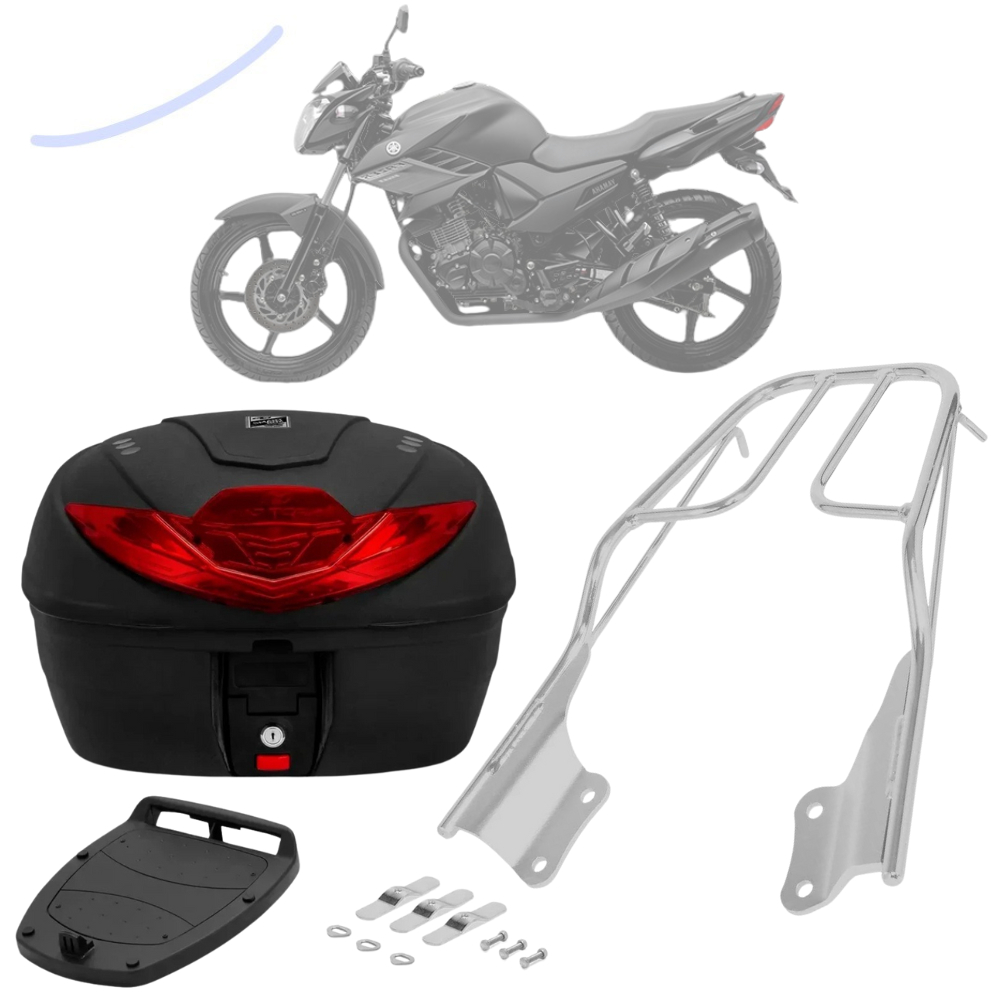 Bauleto Bau 35 Litros Com Bagageiro Sansão Churrasqueira Moto Fazer E Factor 125 E 150 2017 a 2024