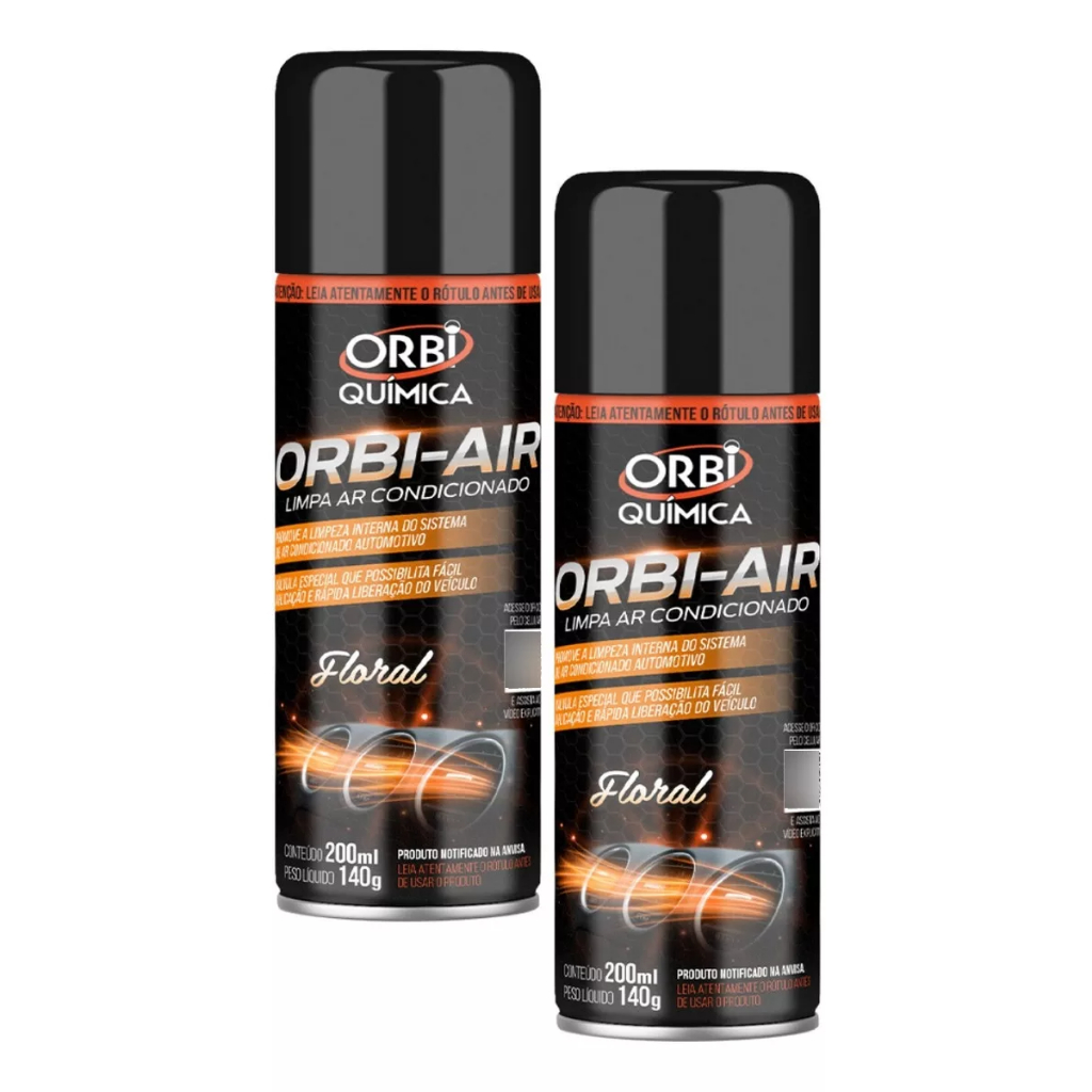Kit 2 Higienizador Limpa Ar Condicionado Orbi Air Floral Spray 200ml