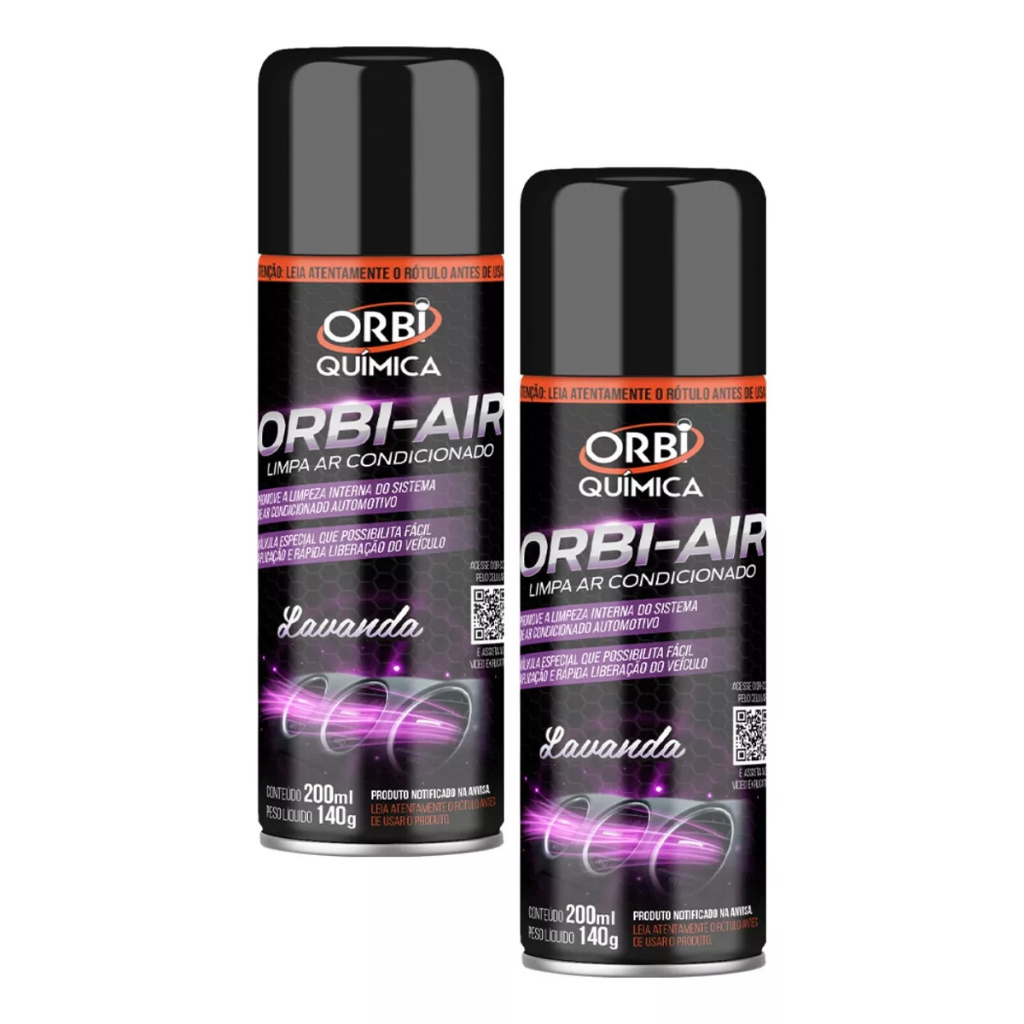Kit 2 Higienizador Limpa Ar Condicionado Orbi Air Lavanda Spray 200ml