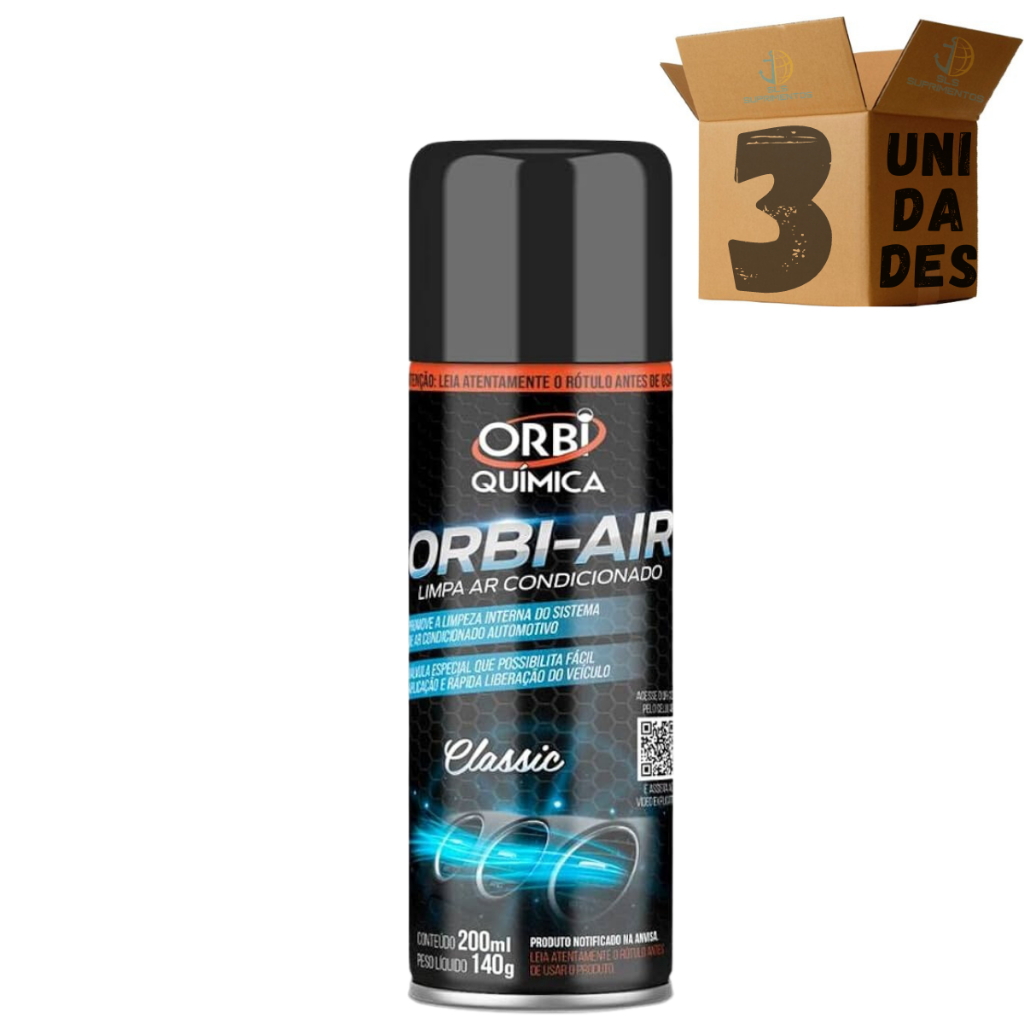 Kit 3 Higienizador Limpa Ar Condicionado Orbi Air Classic Spray 200ml
