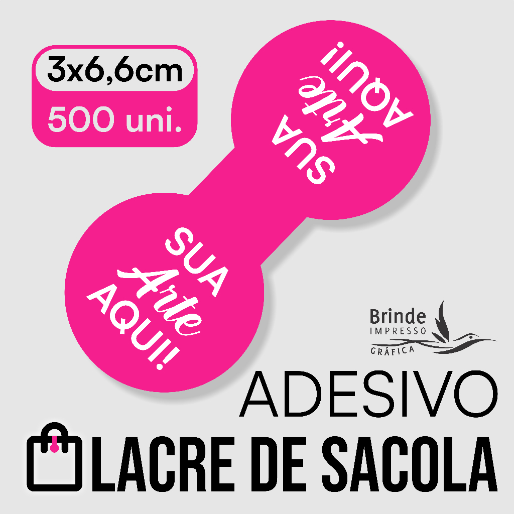 ADESIVO LACRE FECHA SACOLA PERSONALIZADO   3x6,6cm - 500 UNID. CORTE ESPECIAL em Oferta na Shopee