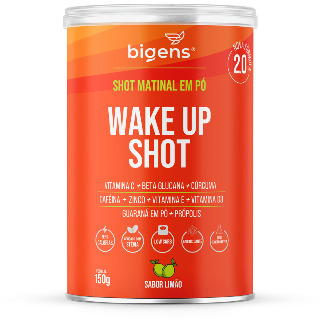 Wake up shot, vitamina c, própolis, gengibre, cúrcuma, guarana e zinco, 150g, Bigens (Unidade) em Oferta na Shopee