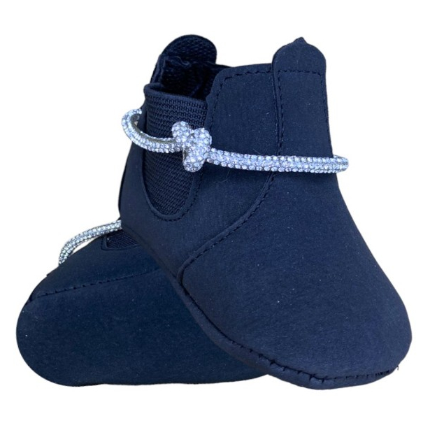 Bota Infantil Bebe Menina Camurça Boiadeira Tira strass Brilho Rodeio Macia Sola Algodão Confortável — imagem 2 de 2