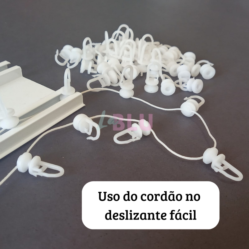 Kit P/ Cortina Deslizante Fácil + Fita Fácil + Cordão Wave BRANCO em Oferta na Shopee