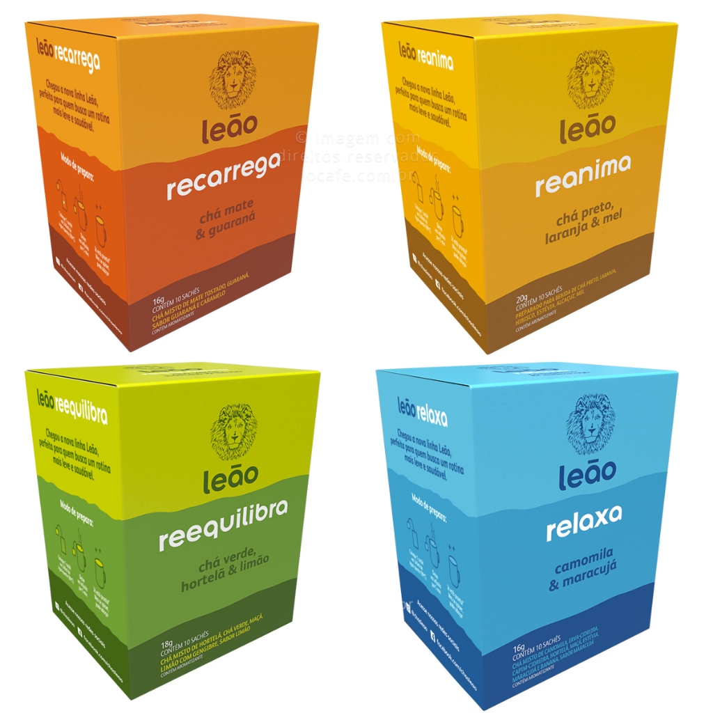 Kit Chá Leão Funcionais com 40 sachês embalados individualmente - Food & Beverages