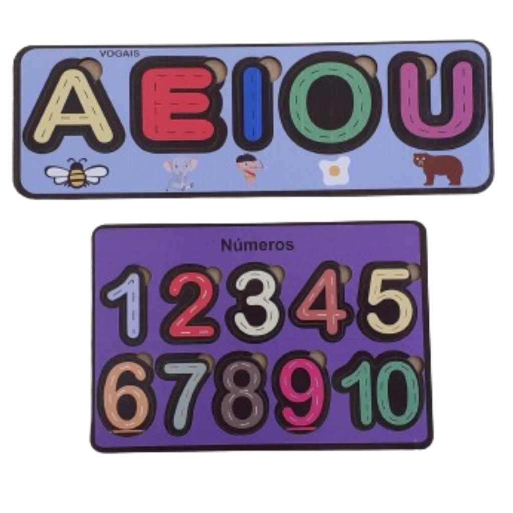 Brinquedo  Educativo MDF/ Numerais+ Vogais. em Oferta na Shopee