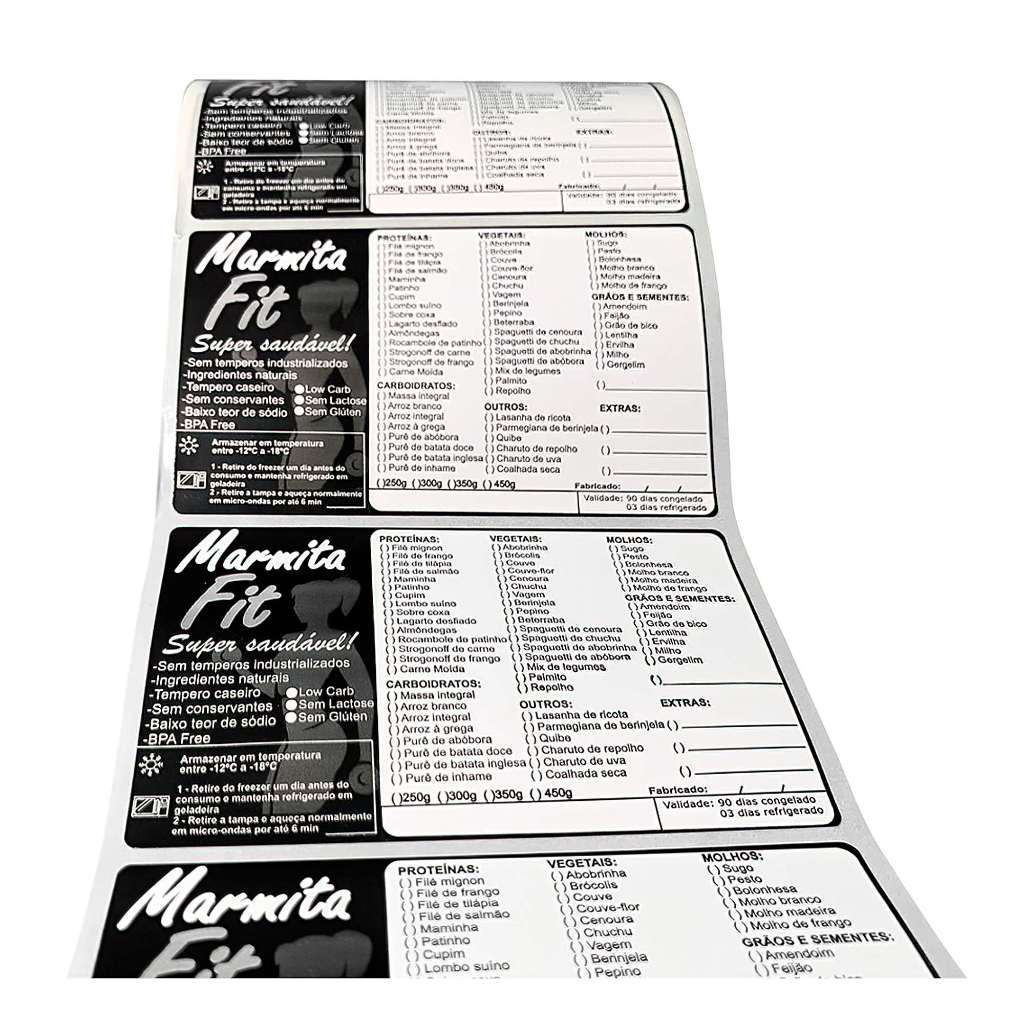 Etiqueta Para Marmita FIT Plástico 100x60mm com cardapio em Oferta na Shopee