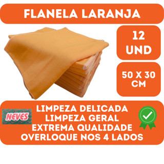 Flanela Laranja 30x50 Para Limpeza Geral - 12 Unidades em Oferta na Shopee