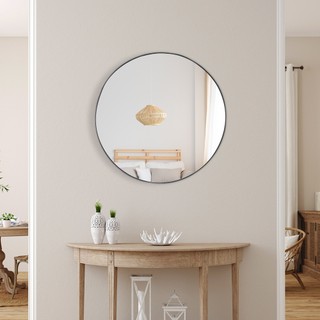 Espelho Redondo 60 cm Couro Suporte Sem Alça  Para Banheiro Quarto Sala Decorativo em Oferta na Shopee