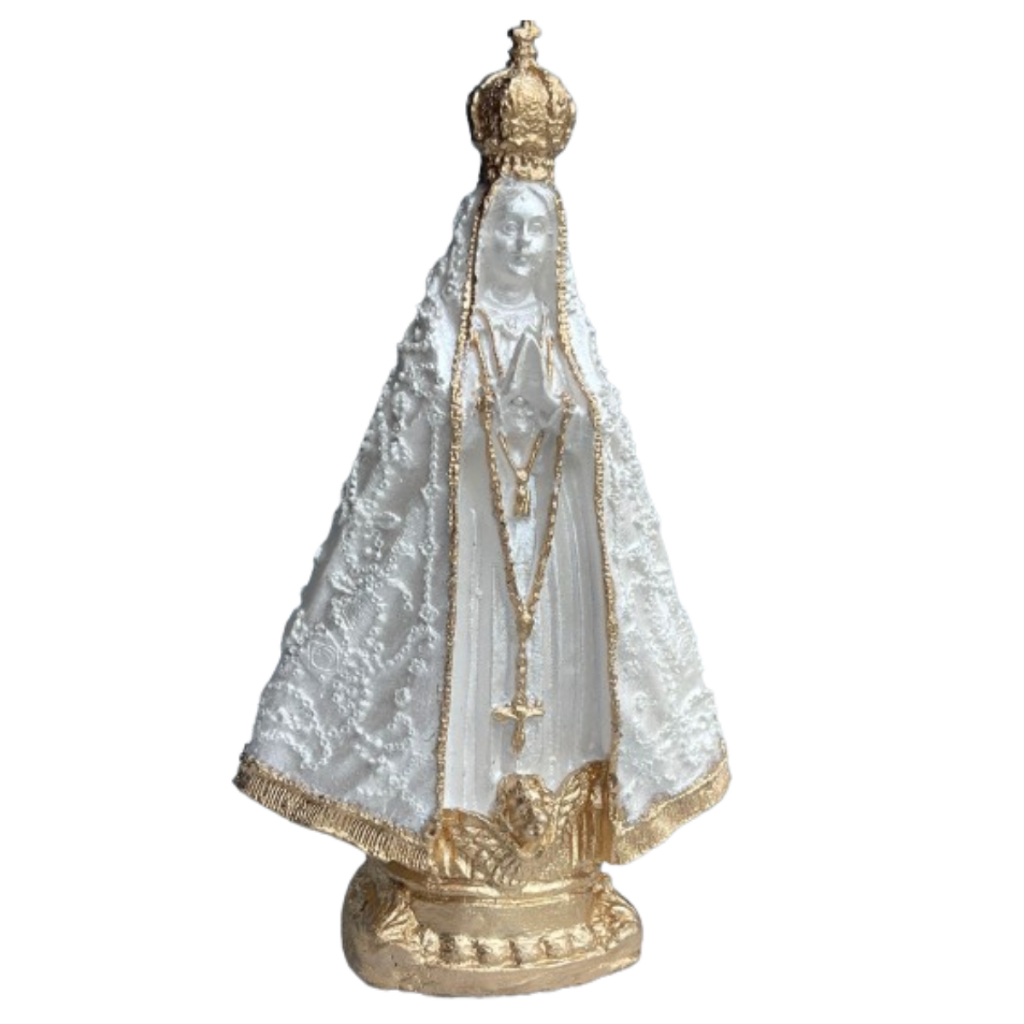 Imagem Nossa Senhora Aparecida 15cm Gesso Manto Bordado Linda