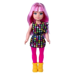 Boneca Charmosa Fashion Cabelo Rosa Com Adesivos